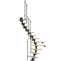 Escalier en colimaçon avec marches en bois et rampe
