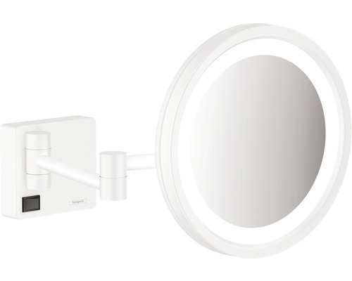 Kosmetikspiegel hansgrohe AddStoris beleuchtet 3-fach weiss matt 41790700 Beleuchteter Kosmetikspiegel zur Wandmontage