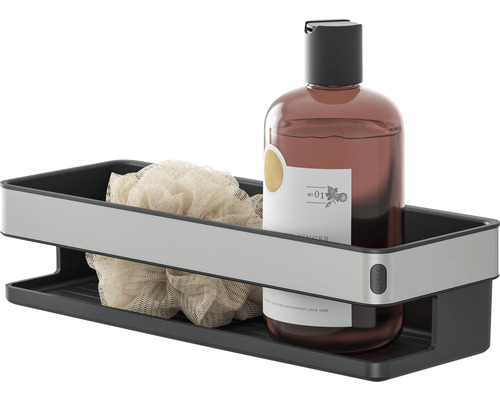 Duschablage mit Duschgel und Badeschwamm