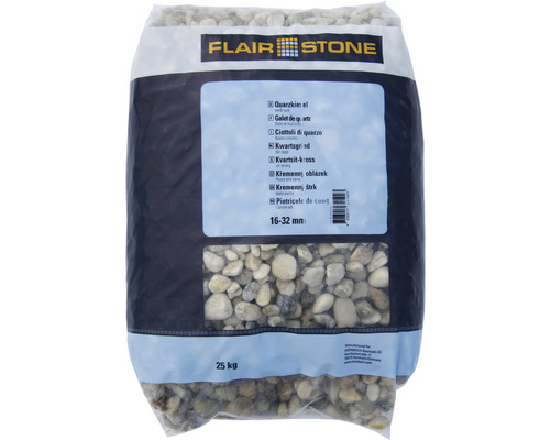 FLAIRSTONE Quarzkiesel weiss-bunt 16-32 mm 25 kg