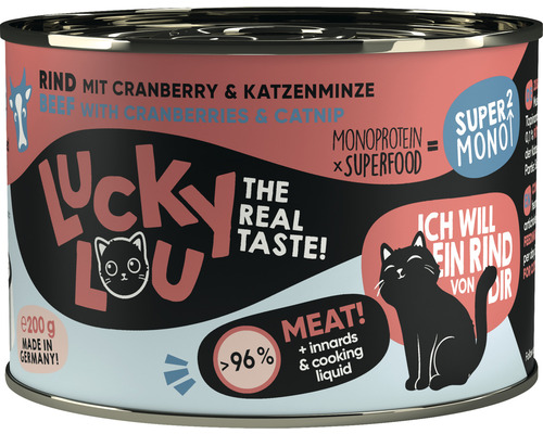 Pâtée pour chats LuckyLou SuperMono bœuf 200g