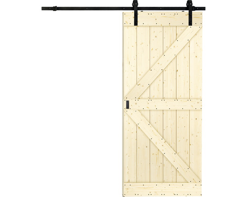 Porte coulissante en bois avec ferrures