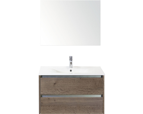 Badmöbel-Set Sanox Dante Frontfarbe tabacco BxHxT 81x170x46 cm mit Keramikwaschtisch und Spiegel Badmöbel-Set Sanox Dante Frontfarbe tabacco BxHxT 81x170x46 cm mit Keramikwaschtisch und Spiegel