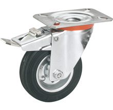 Roue pivotante avec frein et platine de fixation
