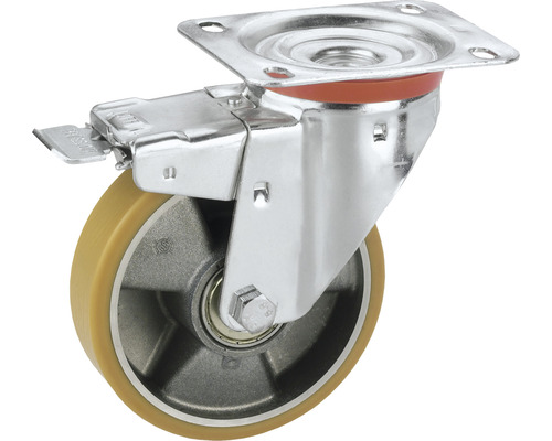 Roulette pivotante pour appareils de transport, jusqu'à 300 kg, 150 x 190 x 40 mm Roue pivotante avec frein pour meubles et appareils