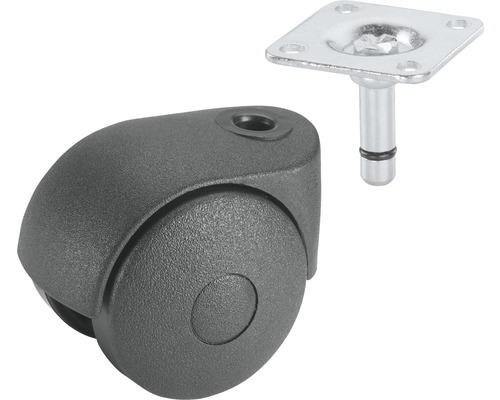 Roue de meuble avec plaque de montage