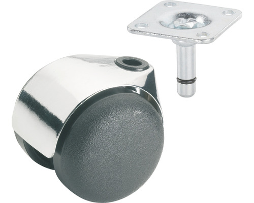 Roulette pivotante double pour appareils de transport, jusqu'à 50 kg, 50 x 60 x 38 mm