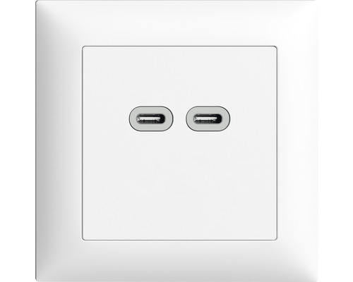 Prise de courant encastrée Edizio Due USB type C+C 18 W blanc