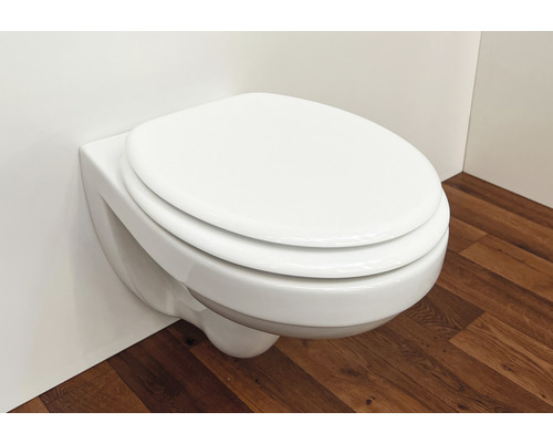 WC suspendu avec couvercle de toilette fermé dans la salle de bain