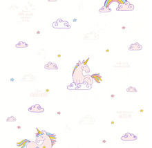 Papiertapete 36158-1 Boys & Girls weiss Einhorn rosa