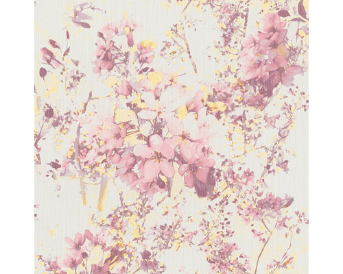 Papier peint intissé 37816-1 Attractive motif fleur rose jaune