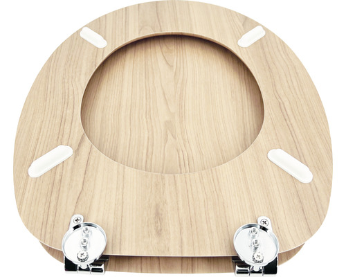 WC-Sitz aus Holz mit Chromscharnieren