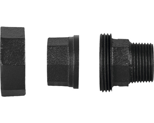 Trois raccords en fonte malléable noirs