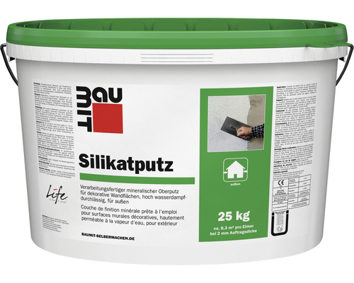 Enduit décoratif pâteux au silicate Baumit structure grattée 2 mm blanc 25 kgkg