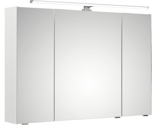 Armoire de toilette à LED pelipal Quickset 341 lxhxp 105x70x16 cm blanc brillant Armoire de toilette à trois portes avec éclairage