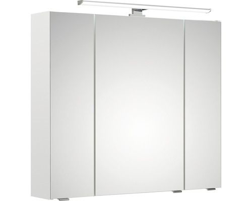 Armoire de toilette à LED pelipal Quickset 341 lxhxp 80x70x16 cm blanc brillant Armoire de toilette avec éclairage pour la salle de bain