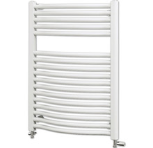 Sèche-serviettes blanc avec tubes de chauffage courbés