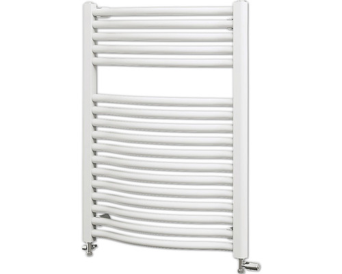 Sèche-serviettes blanc avec tubes de chauffage courbés