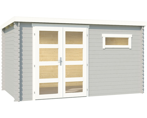 Gartenhaus aus Holz mit Fenstertüren und Fenster