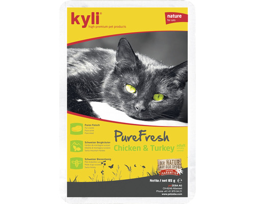 Katzenfutter kyli Pure Fresh Huhn und Truthahn 85 g Kyli PureFresh Katzennahrung Huhn und Truthahn 85g Packung