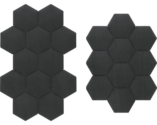 Deux panneaux muraux hexagonaux gris foncé