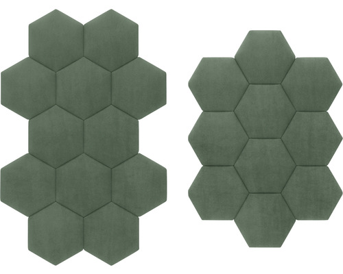 Deux panneaux acoustiques hexagonaux verts pour la décoration murale