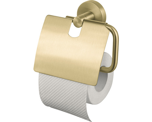 Dérouleur de papier toilette avec couvercle HACEKA Kosmos or brossé 2010968 Porte-papier toilette avec couvercle