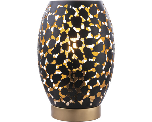 Dekorative Tischleuchte mit Muster und goldfarbenem Sockel