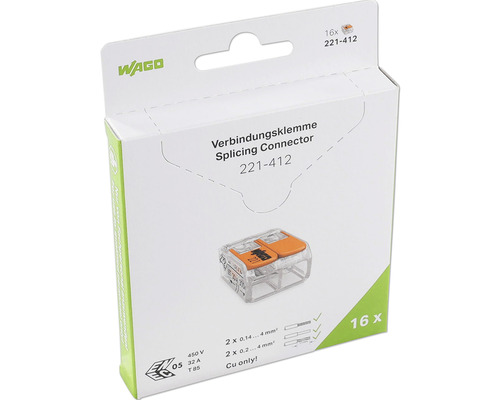 Wago Verbindungsklemmen 221-412, Packung mit 16 Stück