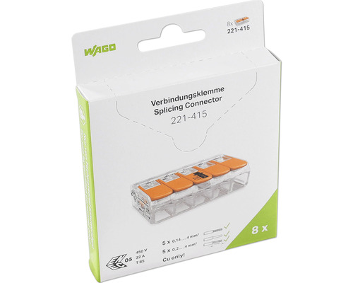 Verpackung Wago Verbindungsklemmen 221-415 mit acht Stück