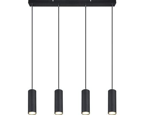 Suspension à quatre lampes avec abat-jour cylindriques