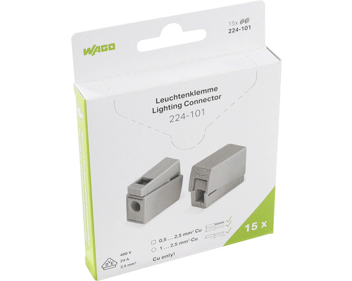 Paquet de bornes d''éclairage Wago 224-101 avec 15 pièces