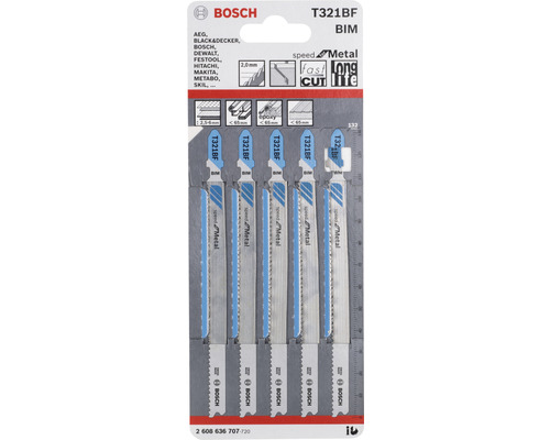 Bosch Lame de scie sauteuse T 321 BF Speed pour métal 5 pces