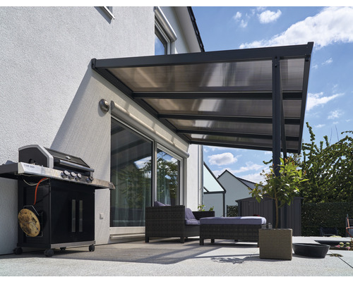 Terrassenüberdachung gutta Premium Polycarbonat bronze 410,2 x 406 cm anthrazit