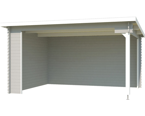 Abri en bois avec auvent