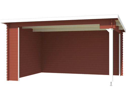 Abri en bois avec revêtement en bois rouge