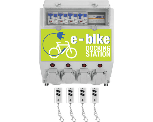 Station de chargement Steffen pour vélos électriques et scooters électriques 4 × T13 230 V 1380 W avec commande radio