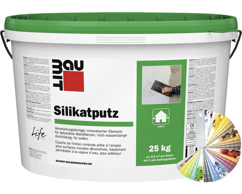 Crépi de façade enduit au silicate Baumit avec structure grattée 2 mm coloré 25 kg