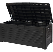 Coffre de jardin ouvert pour ranger les outils de jardinage