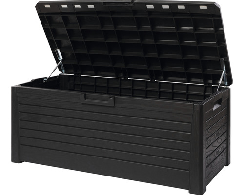 Coffre de jardin ouvert pour ranger les outils de jardinage