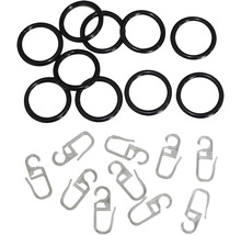 Gardinenring für Gardinenstange schwarz Ø 16 mm 10 Stk.
