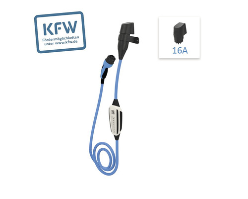 Elektroauto Ladekabel mit 16 Ampere und KFW Förderung Logo