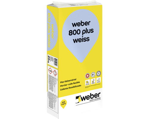 weber 800 plus flexibler Standard-Klebemörtel C2 TE weiss 25 kg