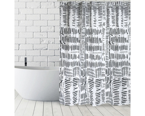 Rideau de douche spirella Connection en textile polyester (pes) textile 180 x 200 cm noir blanc