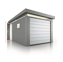 Metallgarage mit Seitentür und Sektionaltor