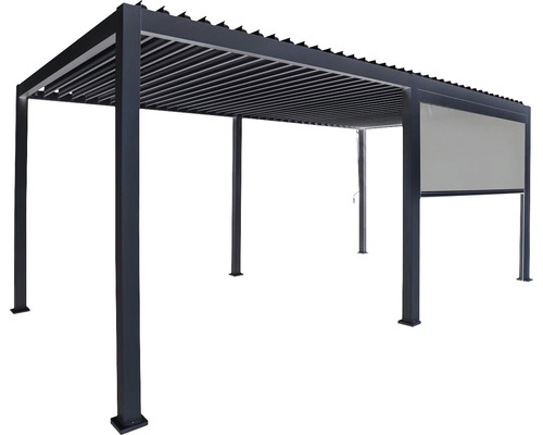 Pergola avec toit à lamelles et protection visuelle