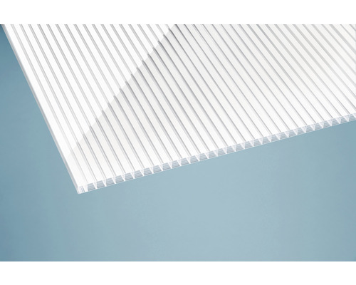 Toiture pour terrasse gutta Premium polycarbonate blanc rayé 611 x 306 cm blanc