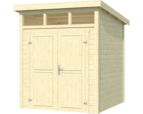 Abri de jardin en bois avec double porte et lanterneau