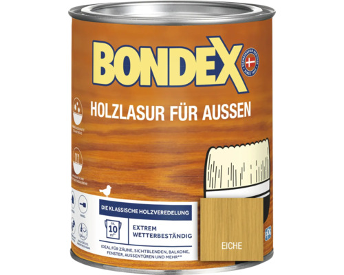 Lasure pour bois BONDEX chêne 750 ml Lasures pour bois extérieur Bondex, couleur chêne, en pot métallique