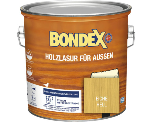 Lasure pour bois BONDEX chêne clair 2,5 l Lasurer pour bois Bondex pour l''extérieur, chêne clair